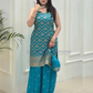 Charming Sky Blue Color Georgette With Embroidery And Sequins Work Palazzo Suits For Women