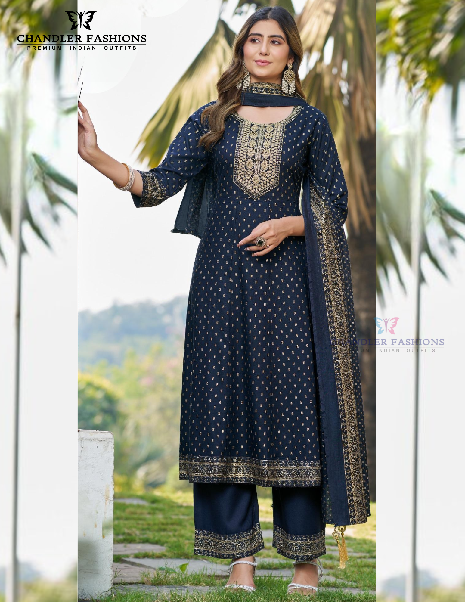 Ravishing Navy Blue Color Rayon With Embroidery And Sequins Work Salwar Suits For Women
