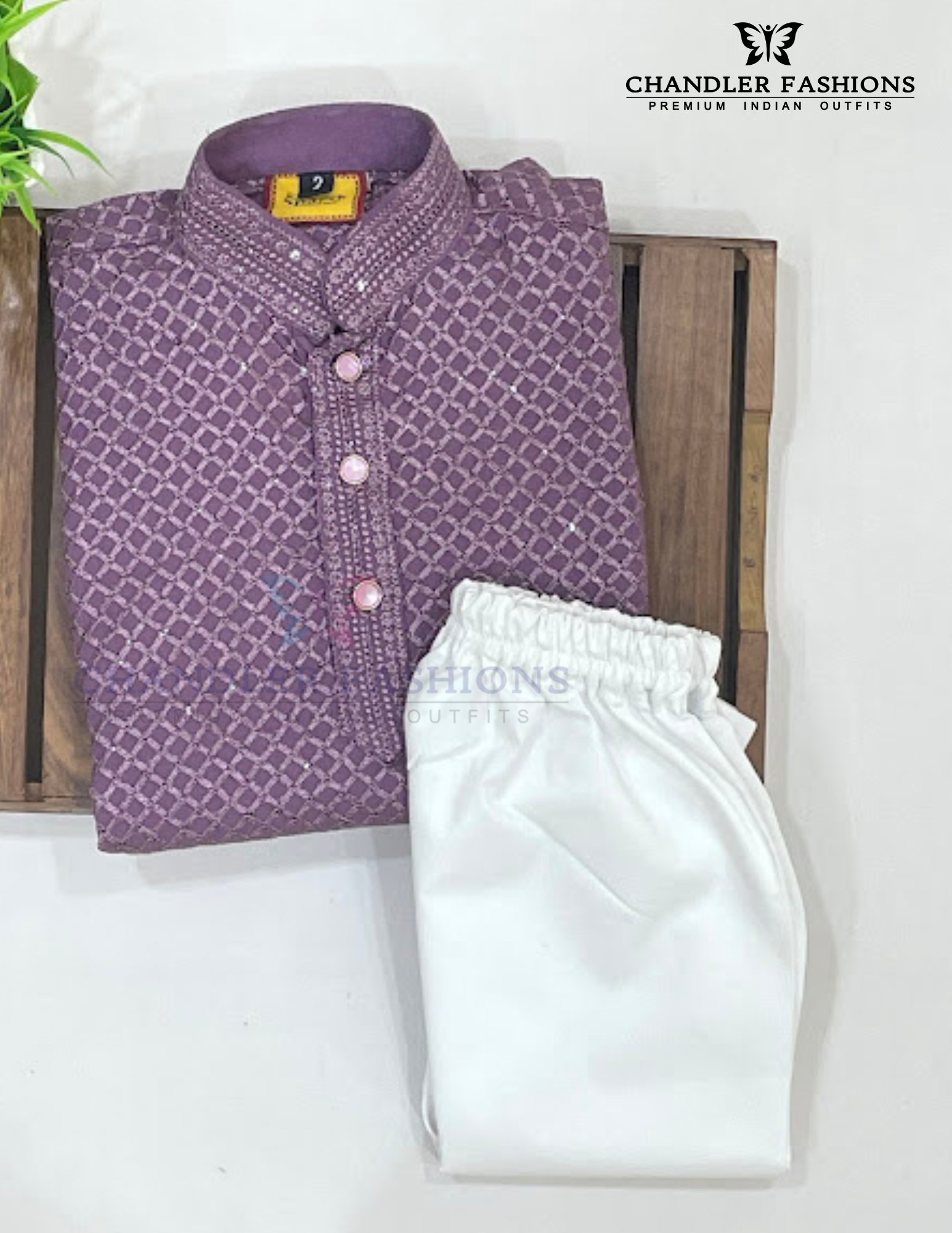  Lavender Color Sequins Work Kurta With Pajama In USA