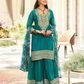 Amazing Teal Green Color Organza With Embroidery Work Palazzo Suits For women