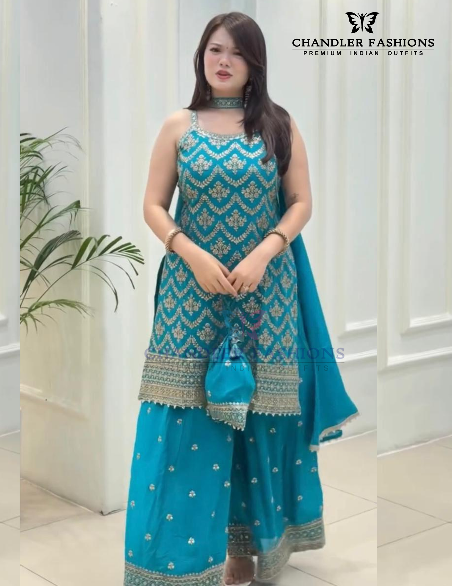 Sky Blue Color Georgette With Embroidery And Sequins Work Palazzo Suits Near Me