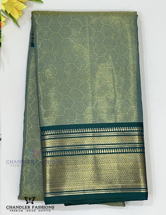 Marvelous Green Color Art Silk With Zari Work Saree With Blouse For Women