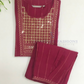 Beautiful Maroon Color Cotton With Embroidery And Sequins Work Kurti Suits In USA
