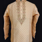 Graceful Orange Color Jacquard Designer Men's Kurta With Stone And Embroidery Work