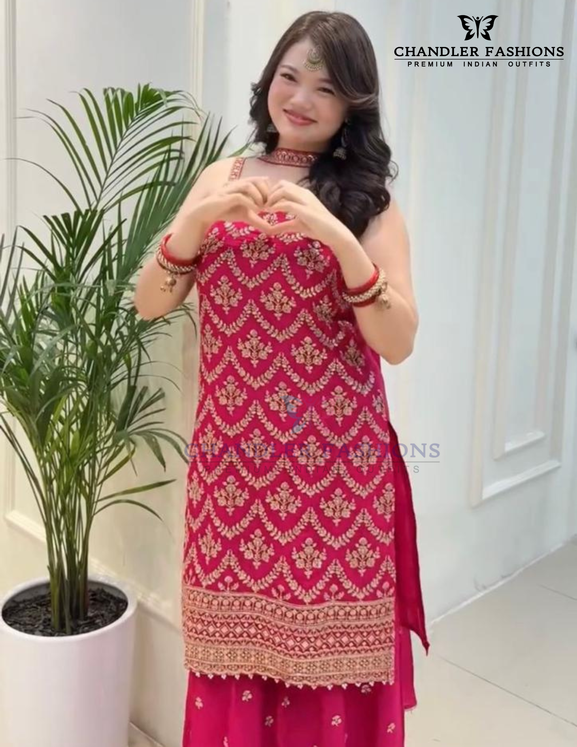 Pink Color Georgette With Embroidery And Sequins Work Palazzo Suits In USA