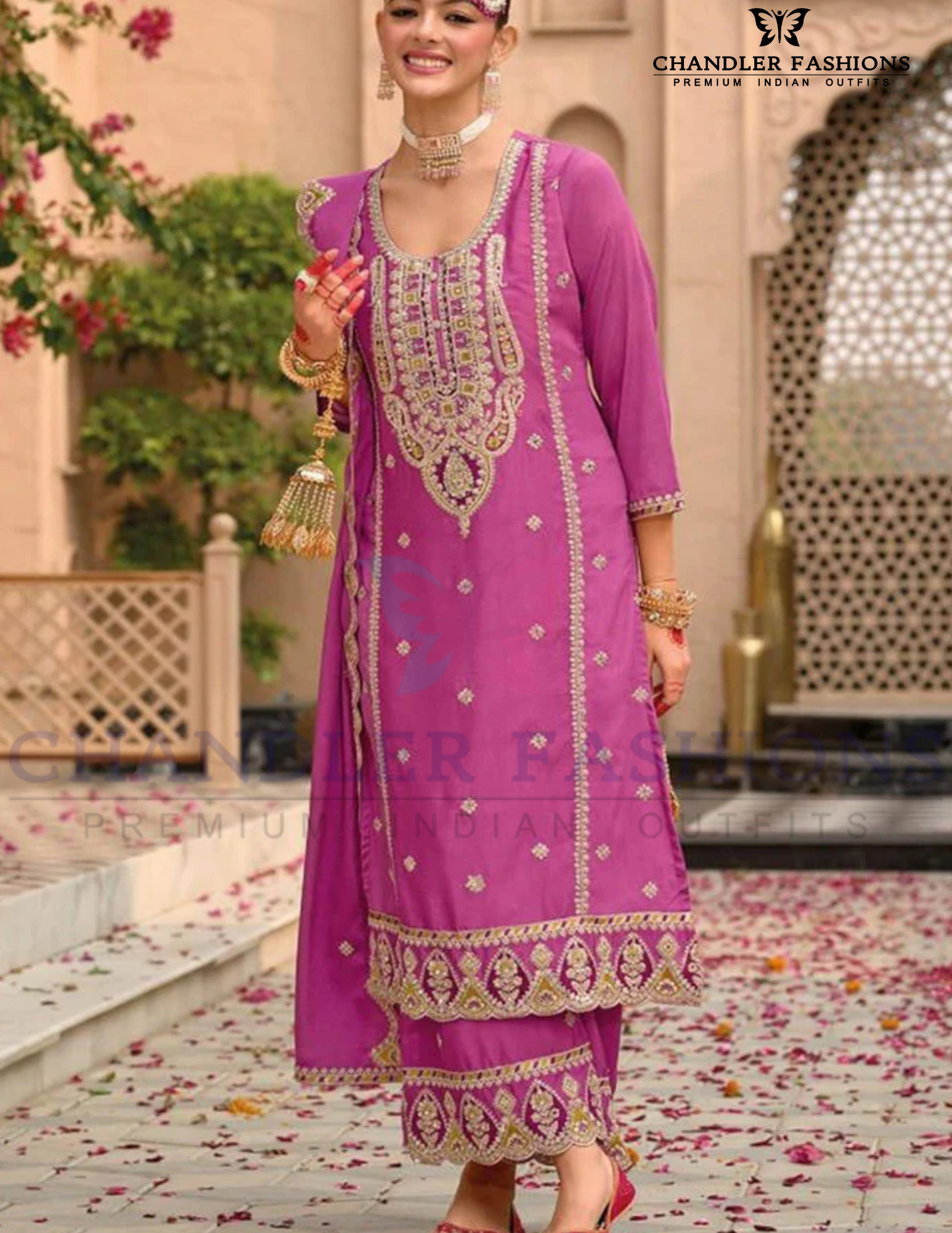 Sequins And Embroidery Work Palazzo Suits With Dupatta For Women Near Me