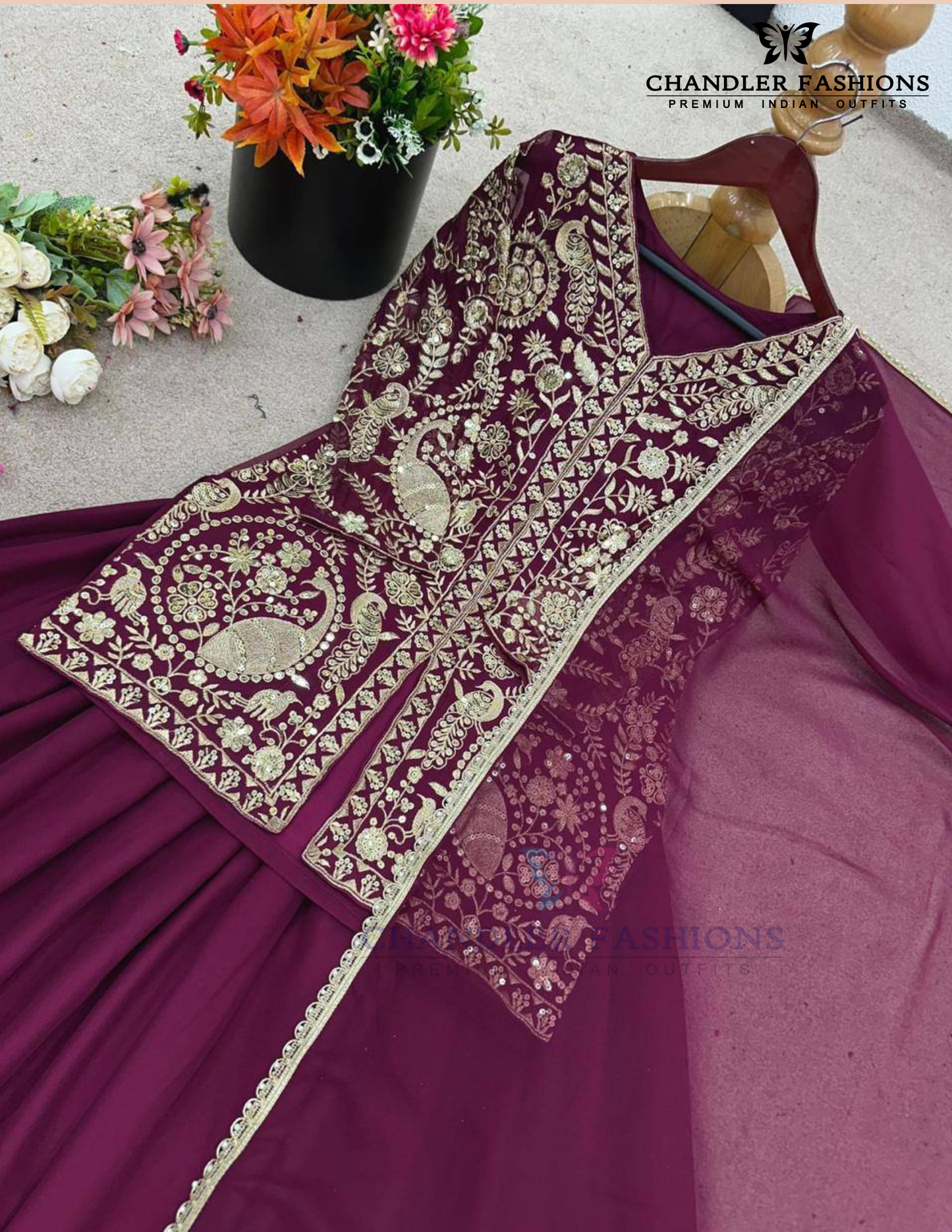 Maroon Color  Georgette With Embroidery Work Palazzo Suits In Chandler