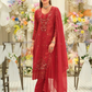 Stunning Red Color Shimmer With Embroidery Work Salwar Suits For Women