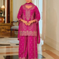 Alluring Pink Color Chinon With Embroidery Work Palazzo Suit With Dupatta For Women