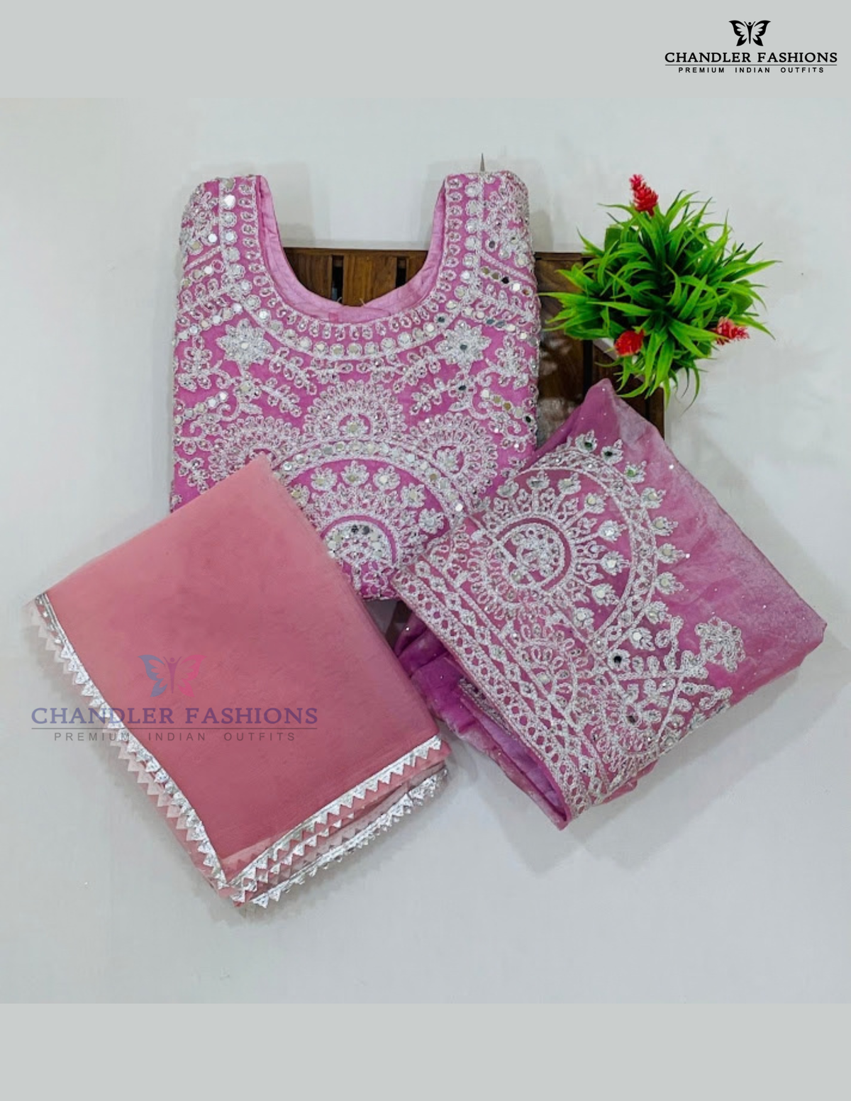 Light Pink Color Embroidery And Mirror Work Choli With Dupatta In Suncity