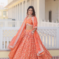 Orange Color  Embroidered Lehenga In Chandler