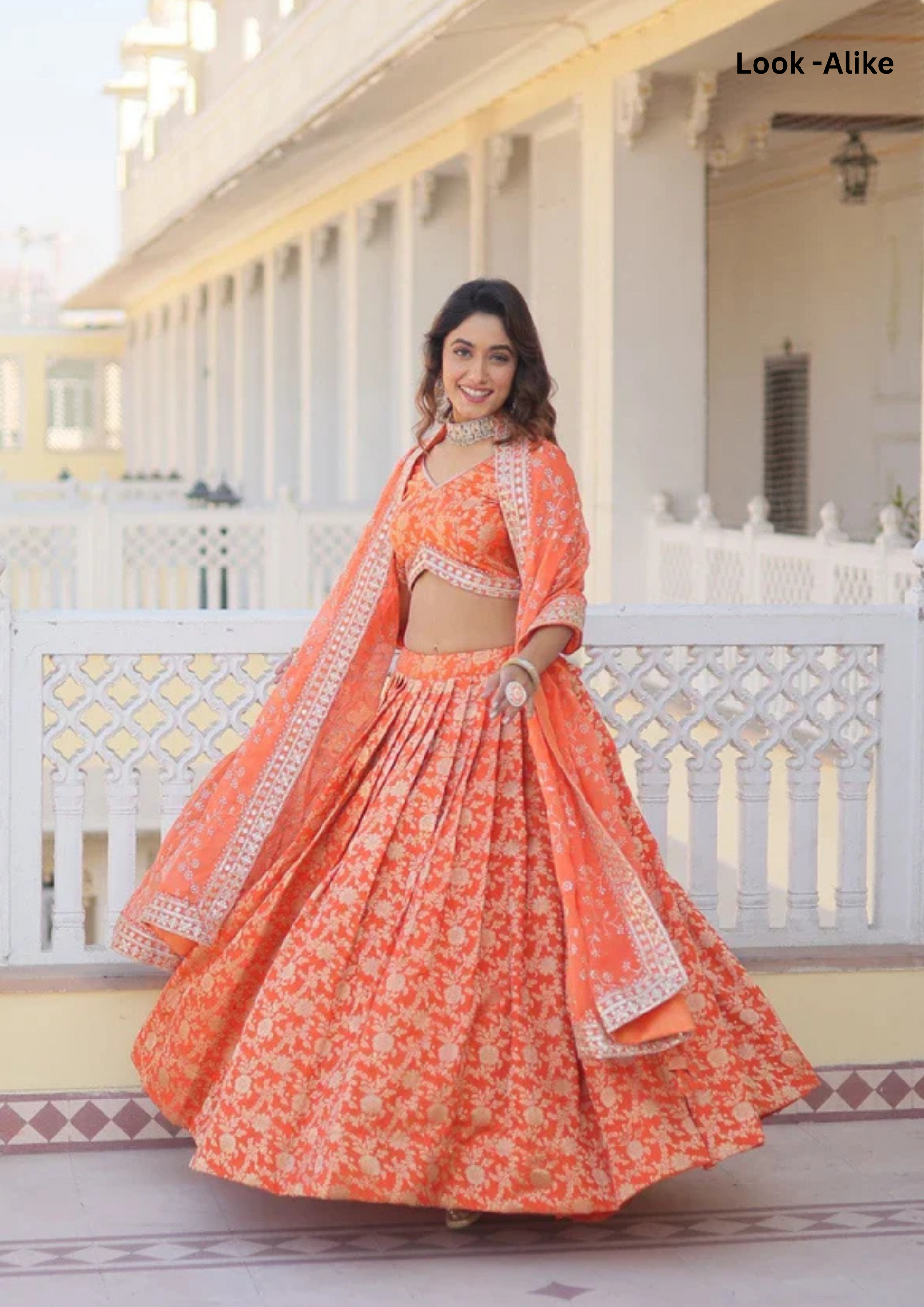 Orange Color  Embroidered Lehenga In Chandler