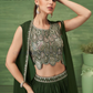  Green Color Chinon Indo Western Lehenga Choli In USA