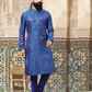 Elegant Blue Color Embroidery Work Kurta With Slub Silk Pajama Pant