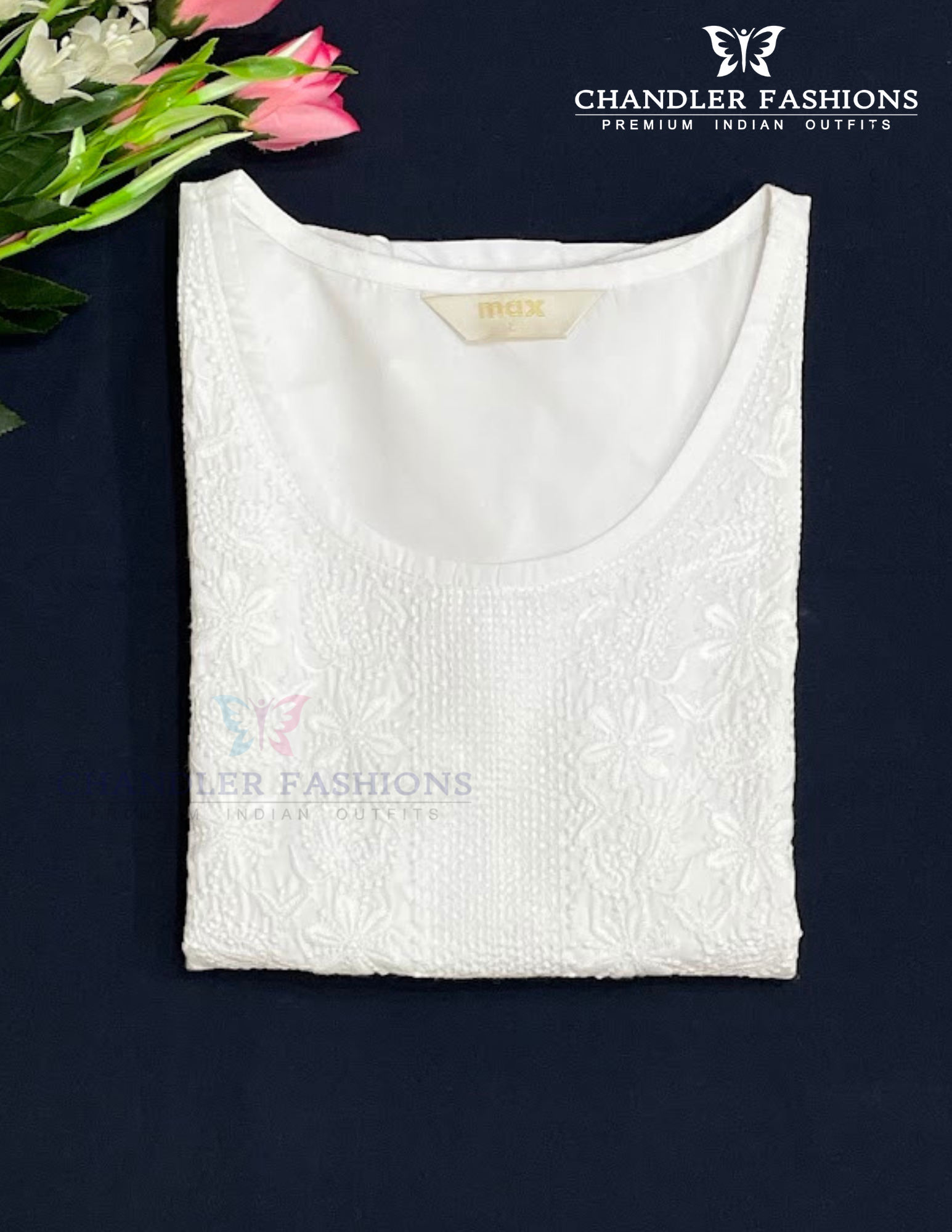 Wonderful White Color Embroidery Work Cotton Kurti With Pocket For Women Near Me