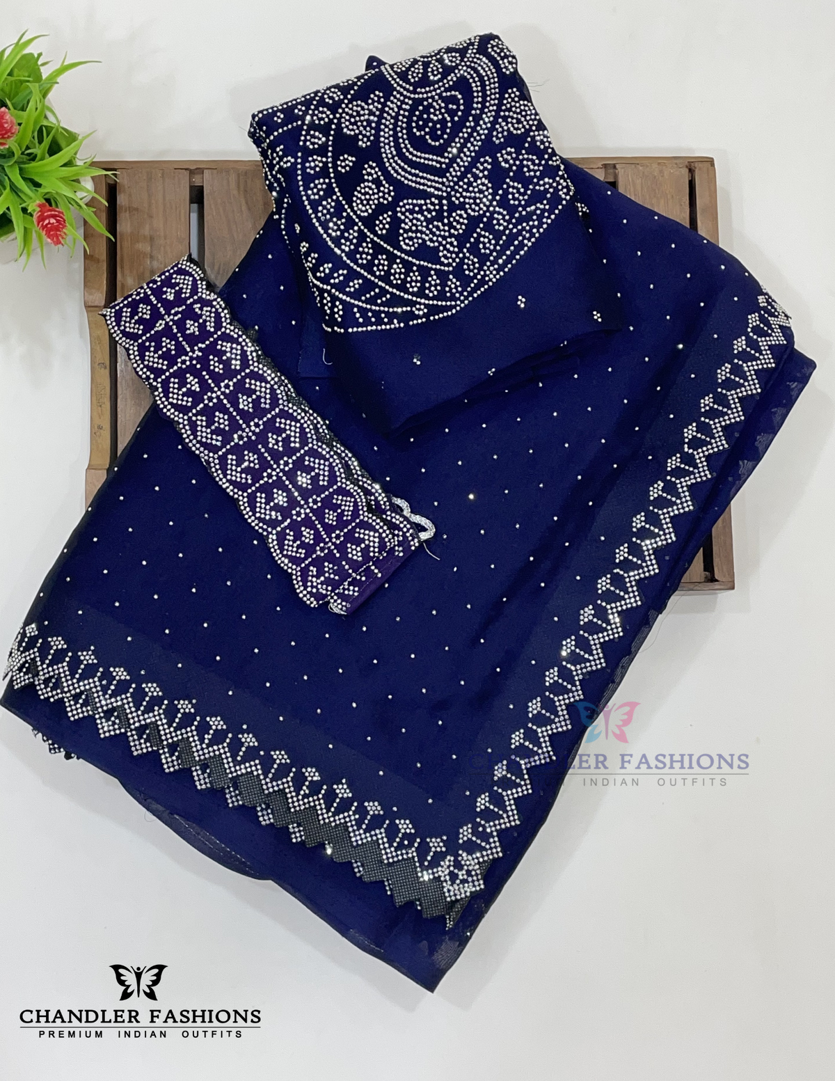  Stone Work Designer Saree In USA