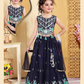 Wonderful Dark Blue Color Embroidery And Sequins Work Choli Set With Dupatta For Girls
