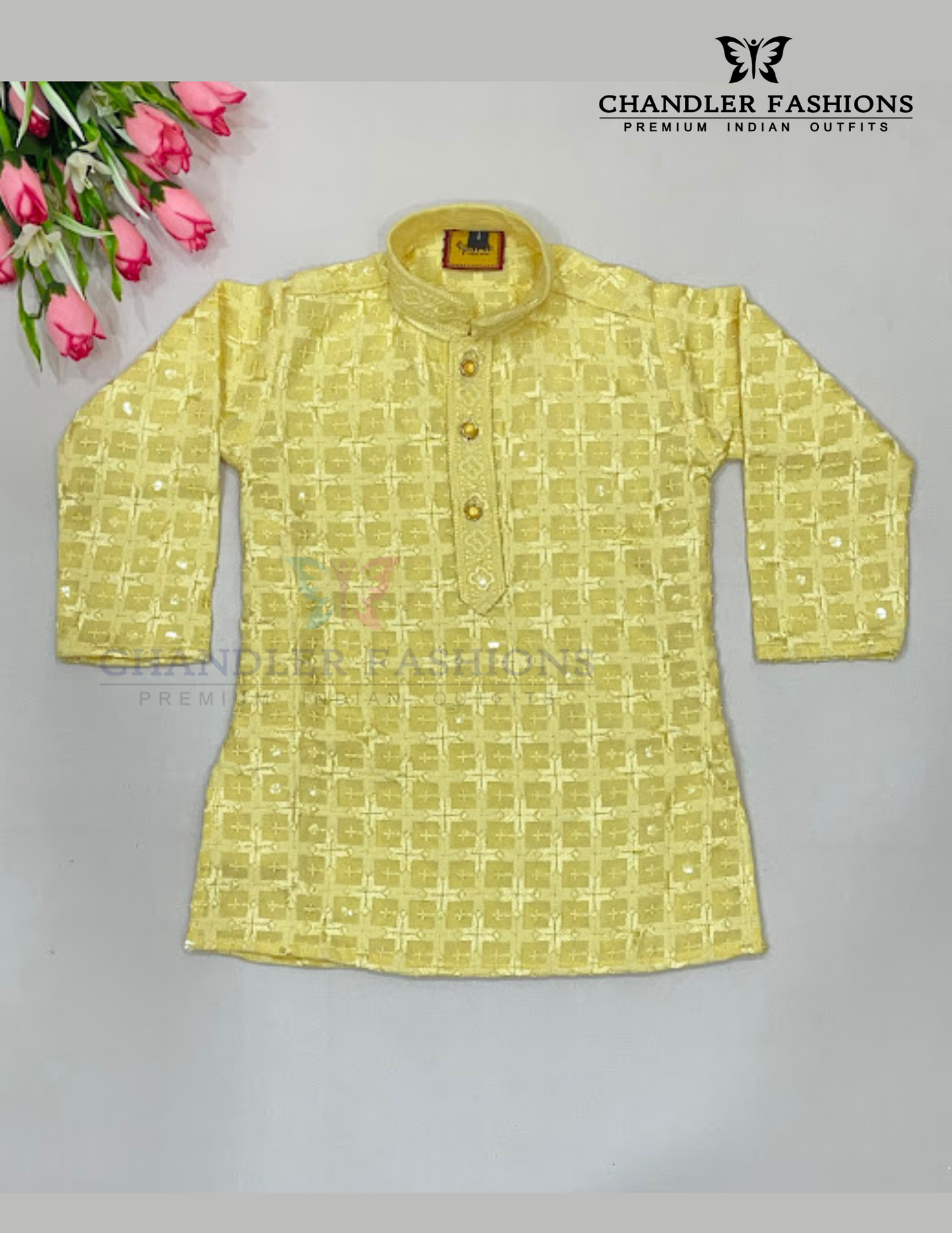 Yellow Color Cotton Sequins Work Kurta In Tempe