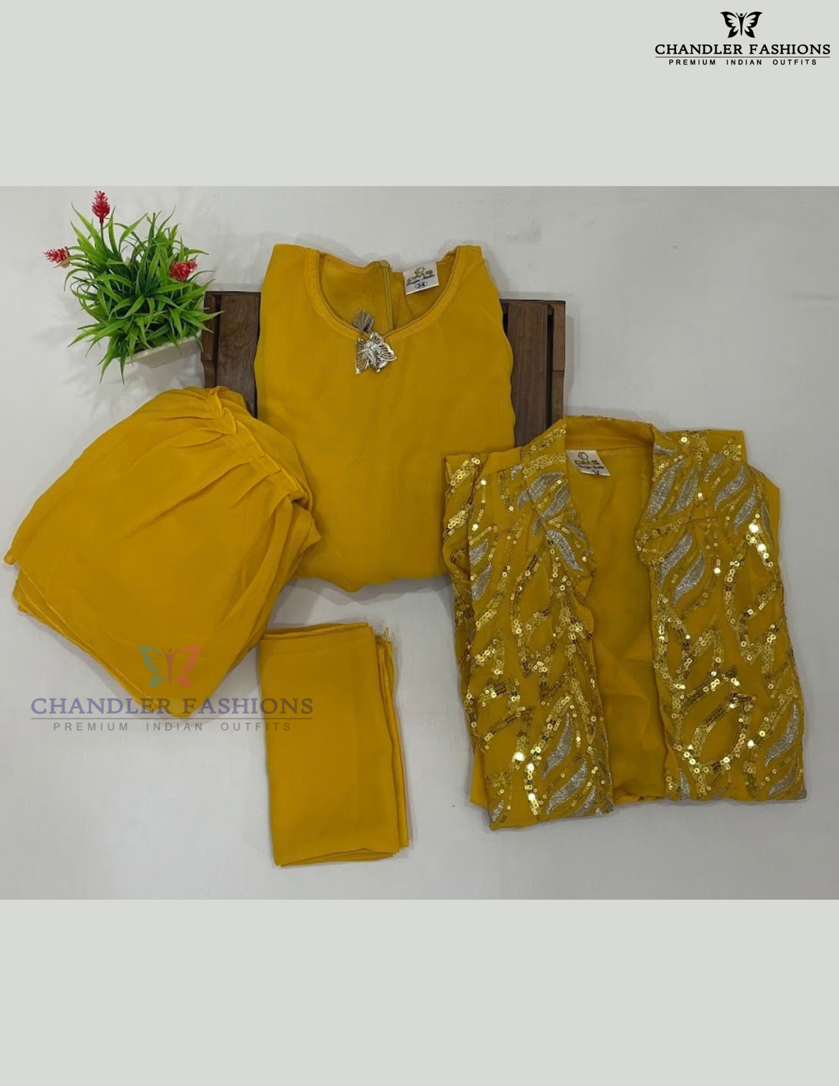 Yellow Color Georgette With Embroidery And Sequins Work Sharara Set In USA
