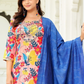 Multicolor Design Straight Kurthi With Pant And Fancy Jacquard Dupatta For Women Near Me