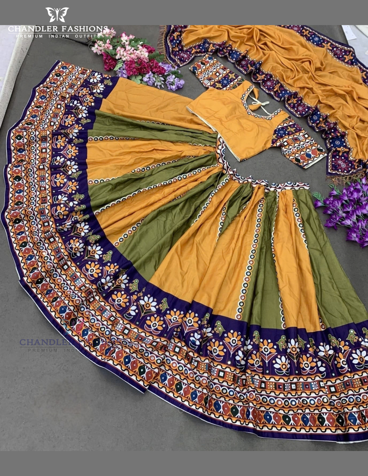 Amazing Mustard Yellow Color Cotton With Printed Work Chaniya Choli Set 