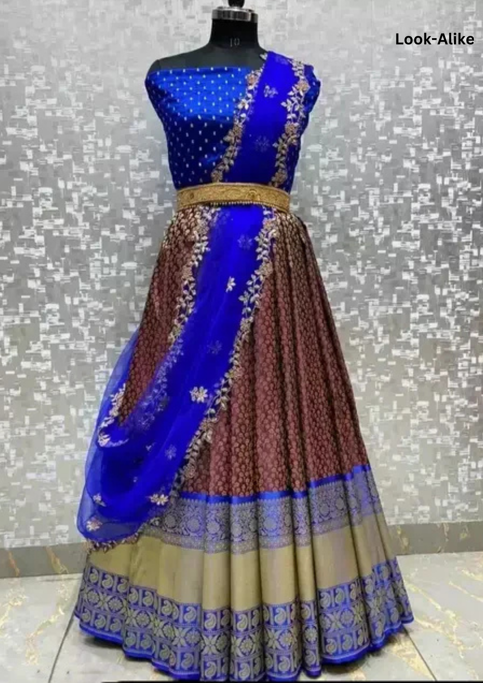 Elegant Blue Color Kanjeevaram Half Saree Silk Lehenga Choli With Flower Butti And Zari Work