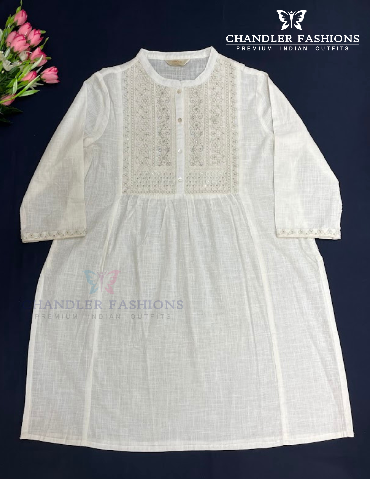Beautiful Off White Color Cotton Kurti And Palozzo Suits Near Me