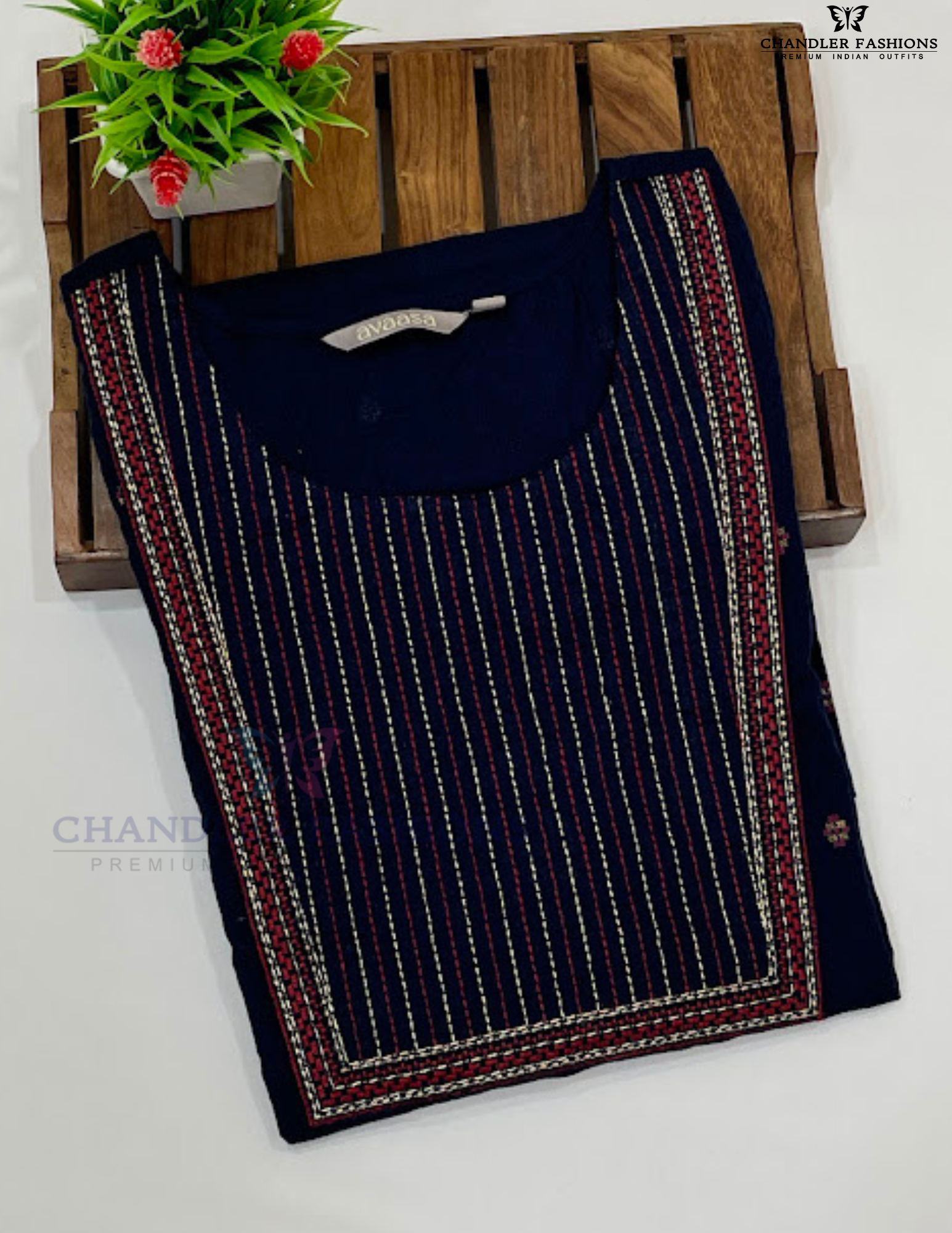 Most Beautiful Dark Blue Color Cotton Kurti With Embroidery Work In Yuma