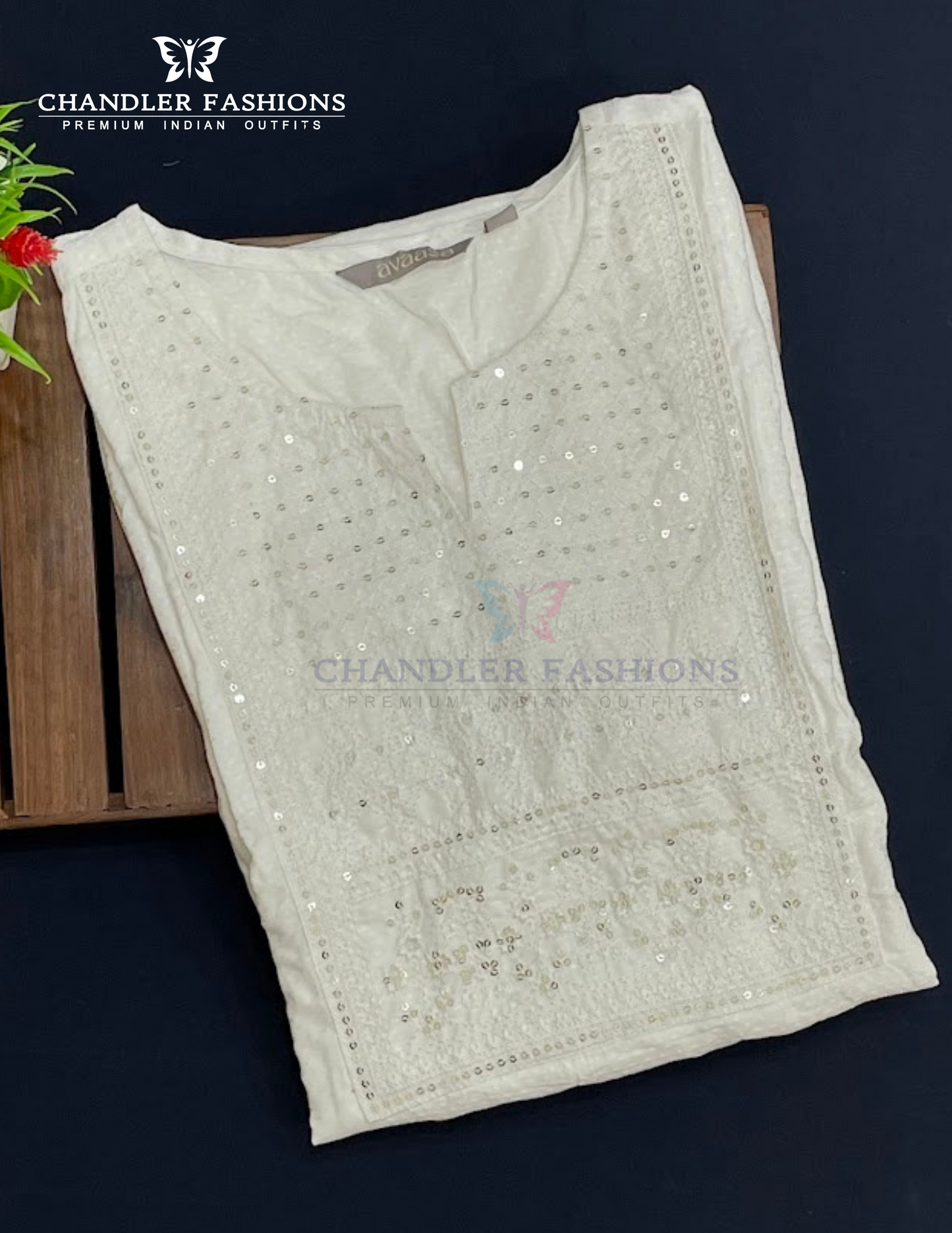 Appealing White Color Cotton With Embroidery And Sequins Work Kurti For Women Near Me