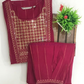 Maroon Color Cotton With Embroidery And Sequins Work Kurti Suits For Women In Mesa
