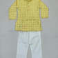 Fantastic Yellow Color Cotton Sequins Work Kurta With Pajama Set For Kids