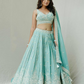 Attractive Light Blue Color Embroidery Sequins Work Lehenga Choli