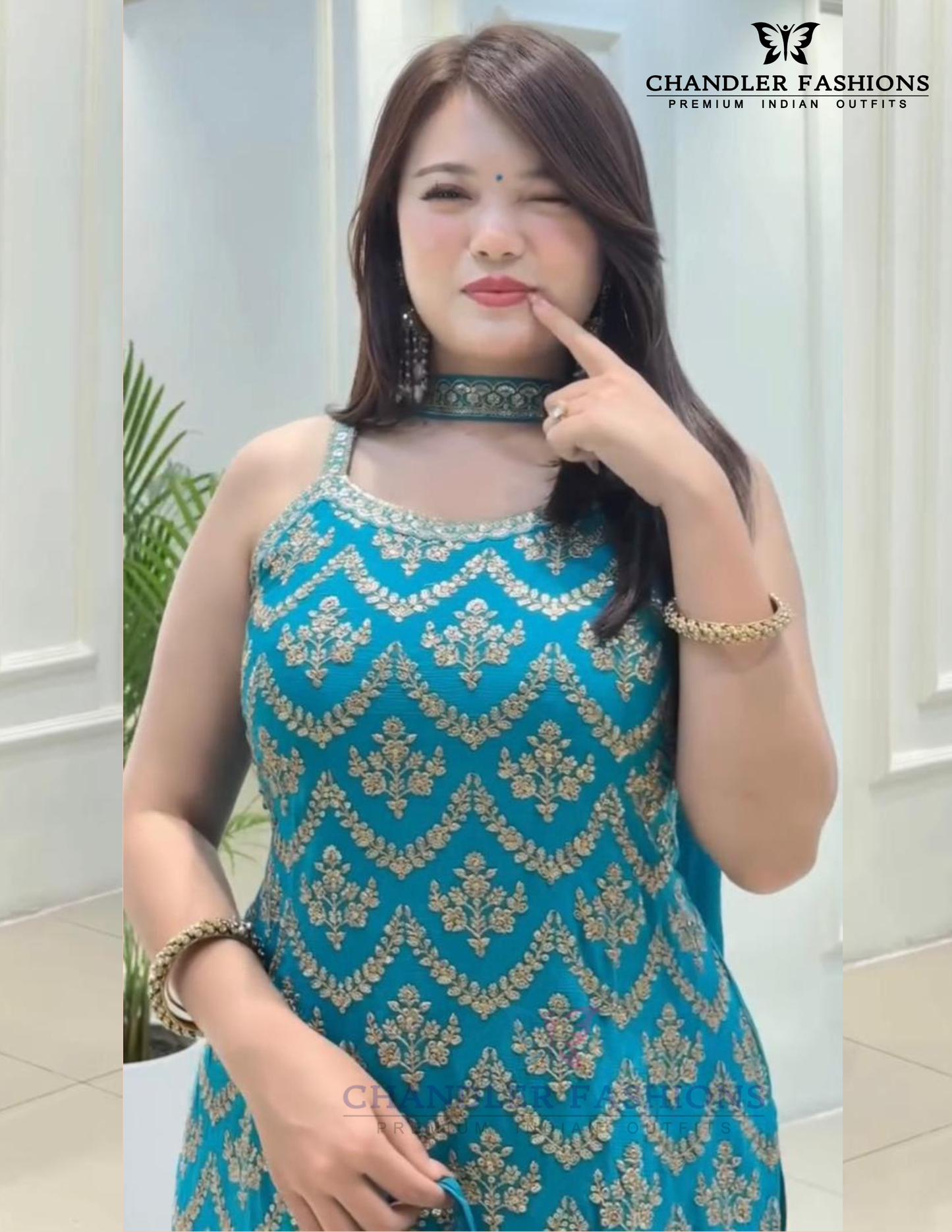 Sky Blue Color Georgette With Embroidery And Sequins Work Palazzo Suits In USA
