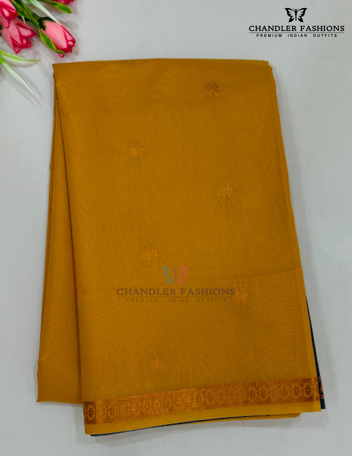 Elegant Sandal Color Silk Cotton Saree With Contrast Color Pallu For Women