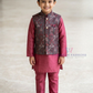 Stunning Pink Color Silk With Printed Work Sherwani Suits With Jacket For Boys