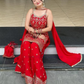 Red Color Georgette With Embroidery And Sequins Work Palazzo Suits For Women Near Me