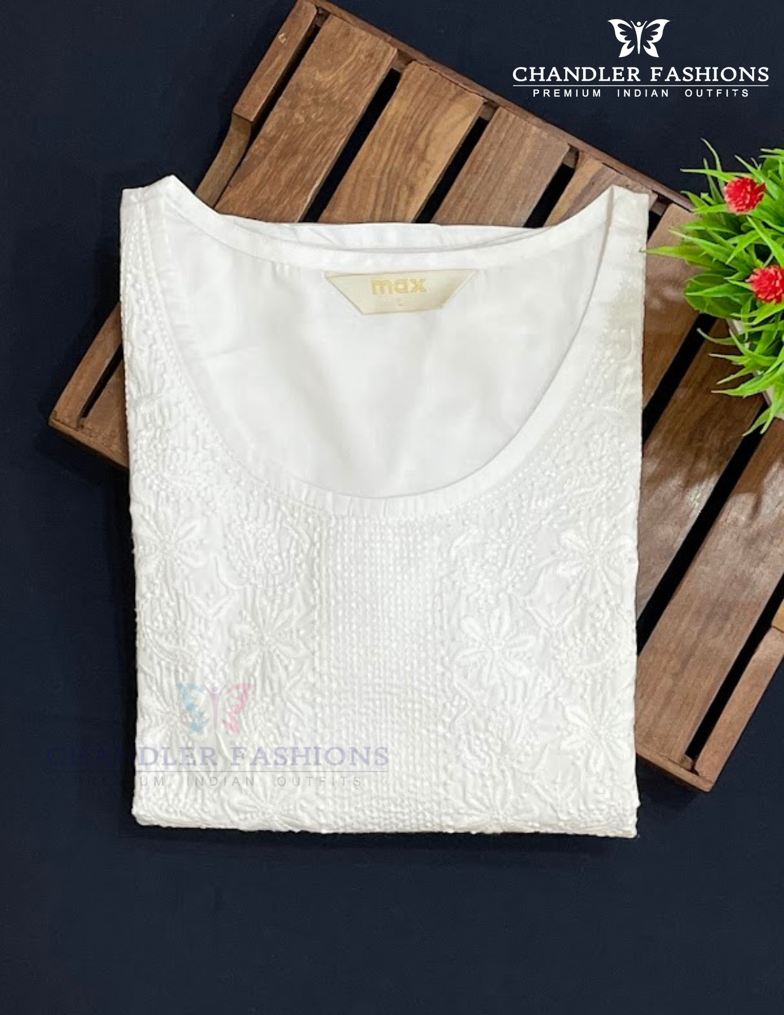 Wonderful White Color Embroidery Work Cotton Kurti With Pocket For Women In USA