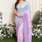 Gorgeous Multi Colored Georgette With Designer Embroidery And Sequins Work Party Wear Saree For Women