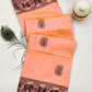 Fascinating Peach And Green Color Soft Raw Silk Saree With Antique Woven Design And Contrast Pallu