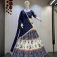 Amazing White And Blue Color Cotton With Printed Work Chaniya Choli Set For Women