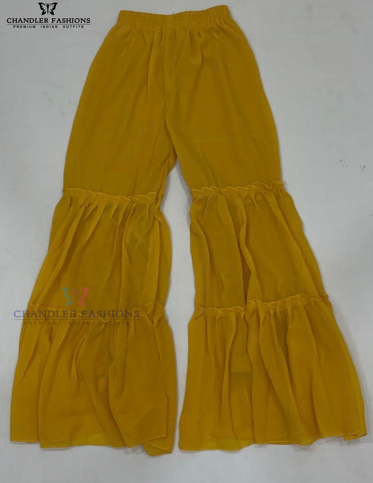 Alluring Yellow Color Georgette With Embroidery And Sequins Work Sharara Set For Kids Girls