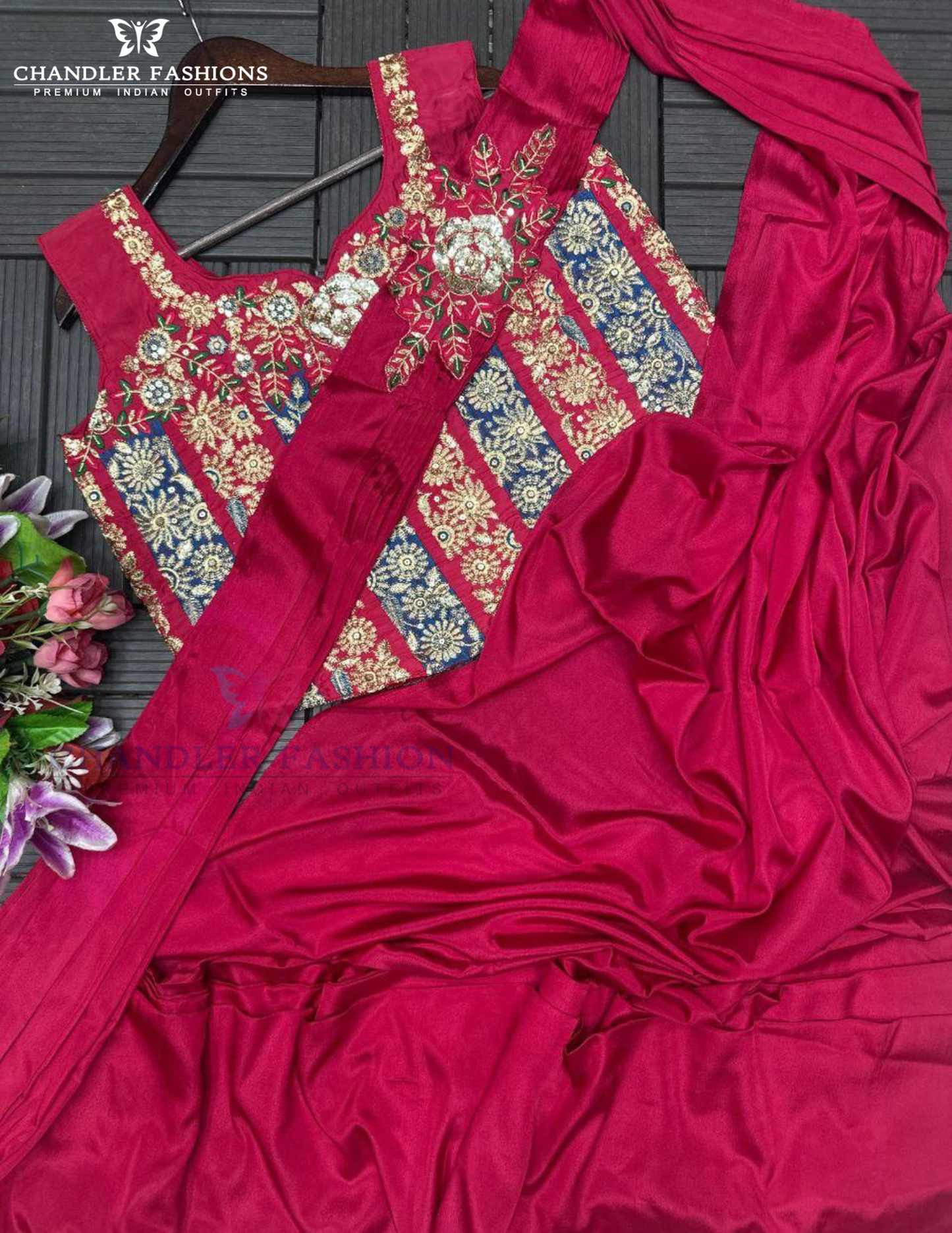 Pink Color Embroidery Work Ready To Wear Saree In Phoenix