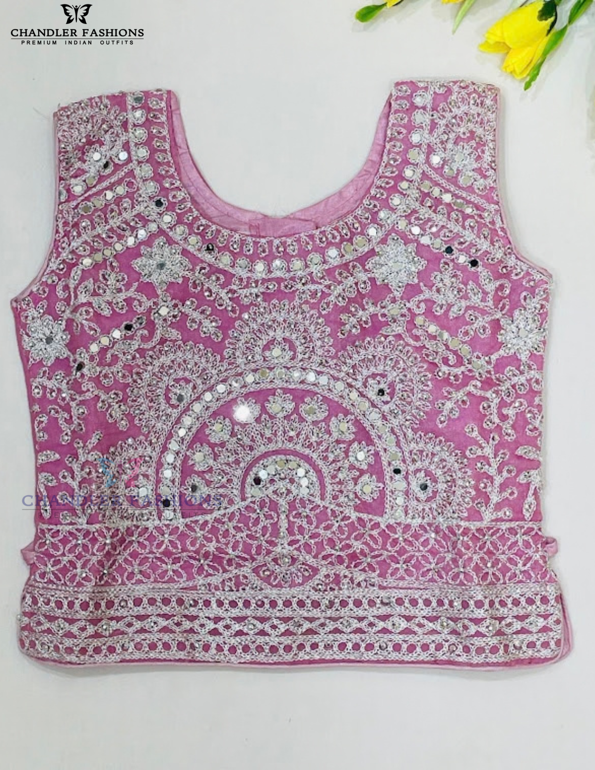 Light Pink Color Embroidery And Mirror Work Choli With Dupatta In USA