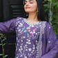 Charming Violet Chinon Embroidery Palazzo Suits In Mesa