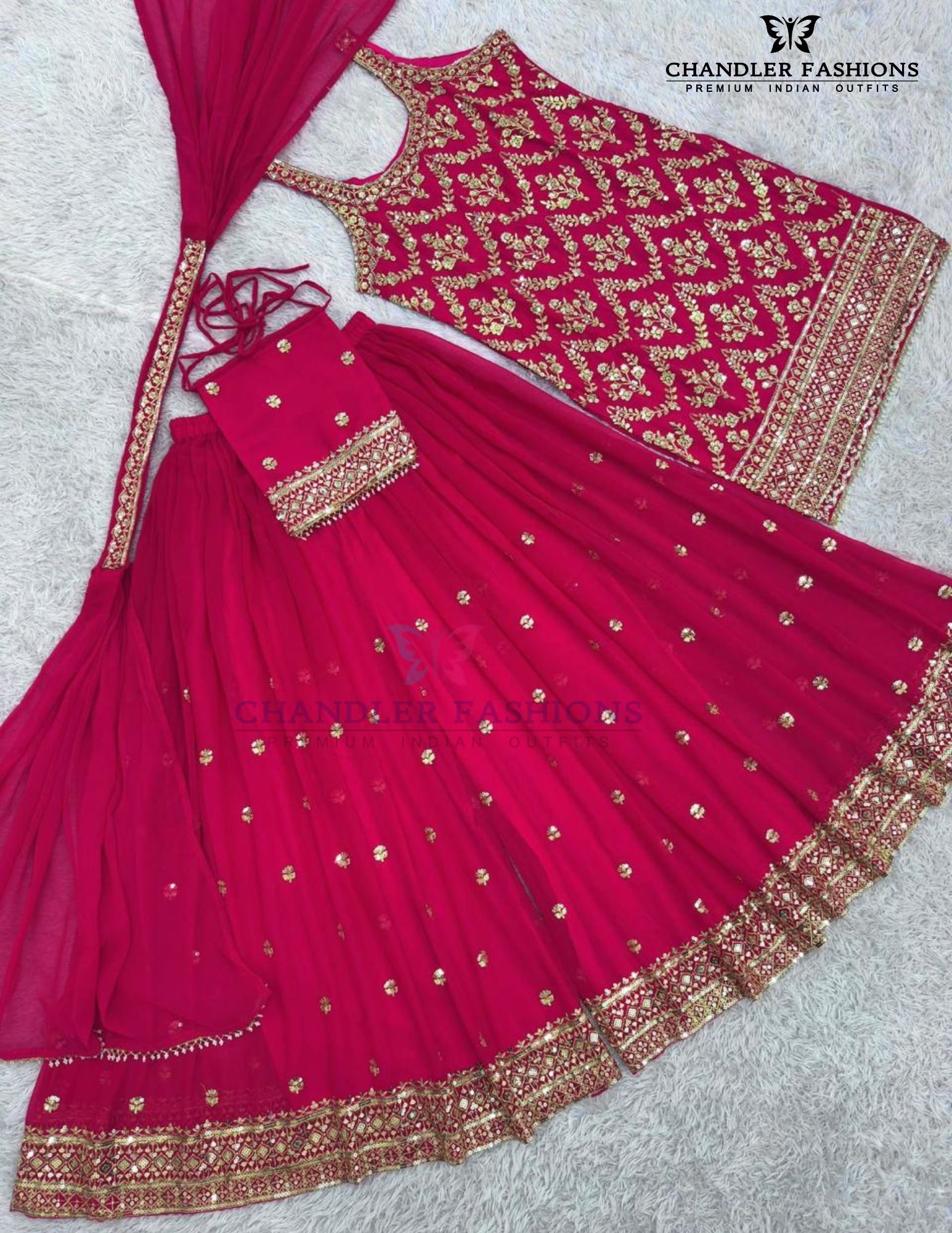 Pink Color Georgette Palazzo Suits In Tempe