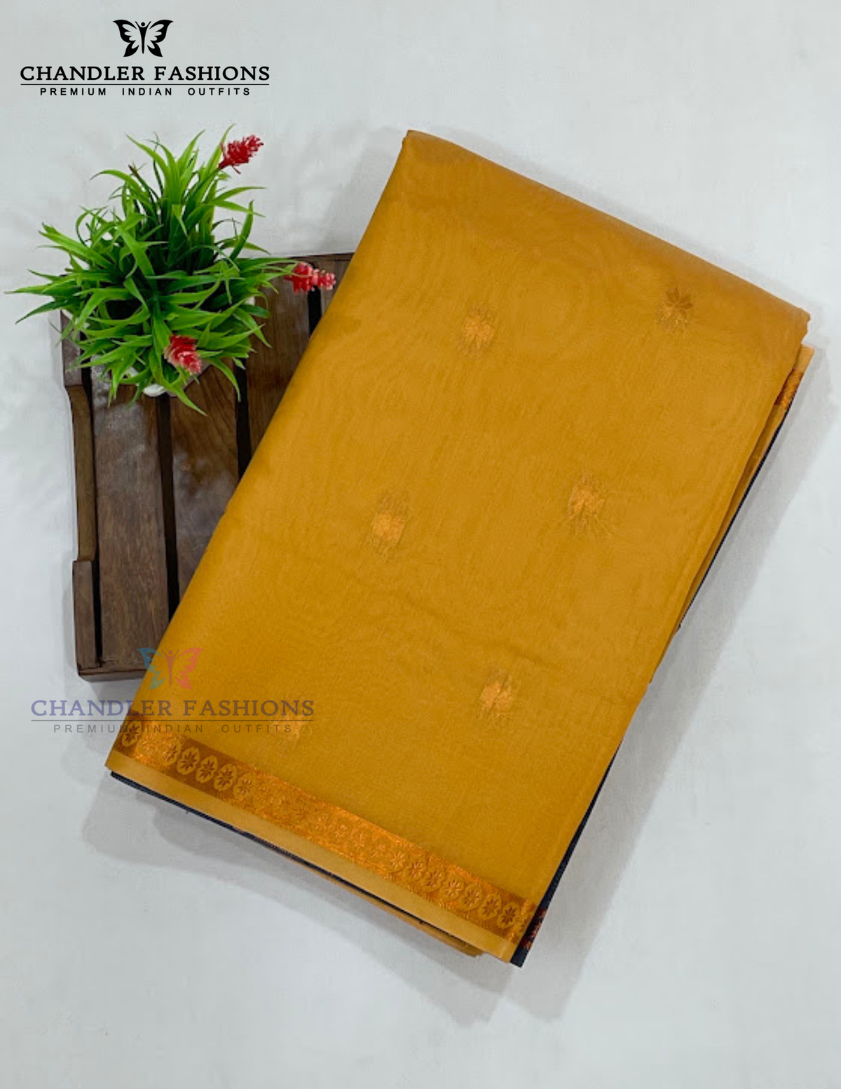 Sandal Color Silk Cotton Saree With Contrast Color Pallu Near Me