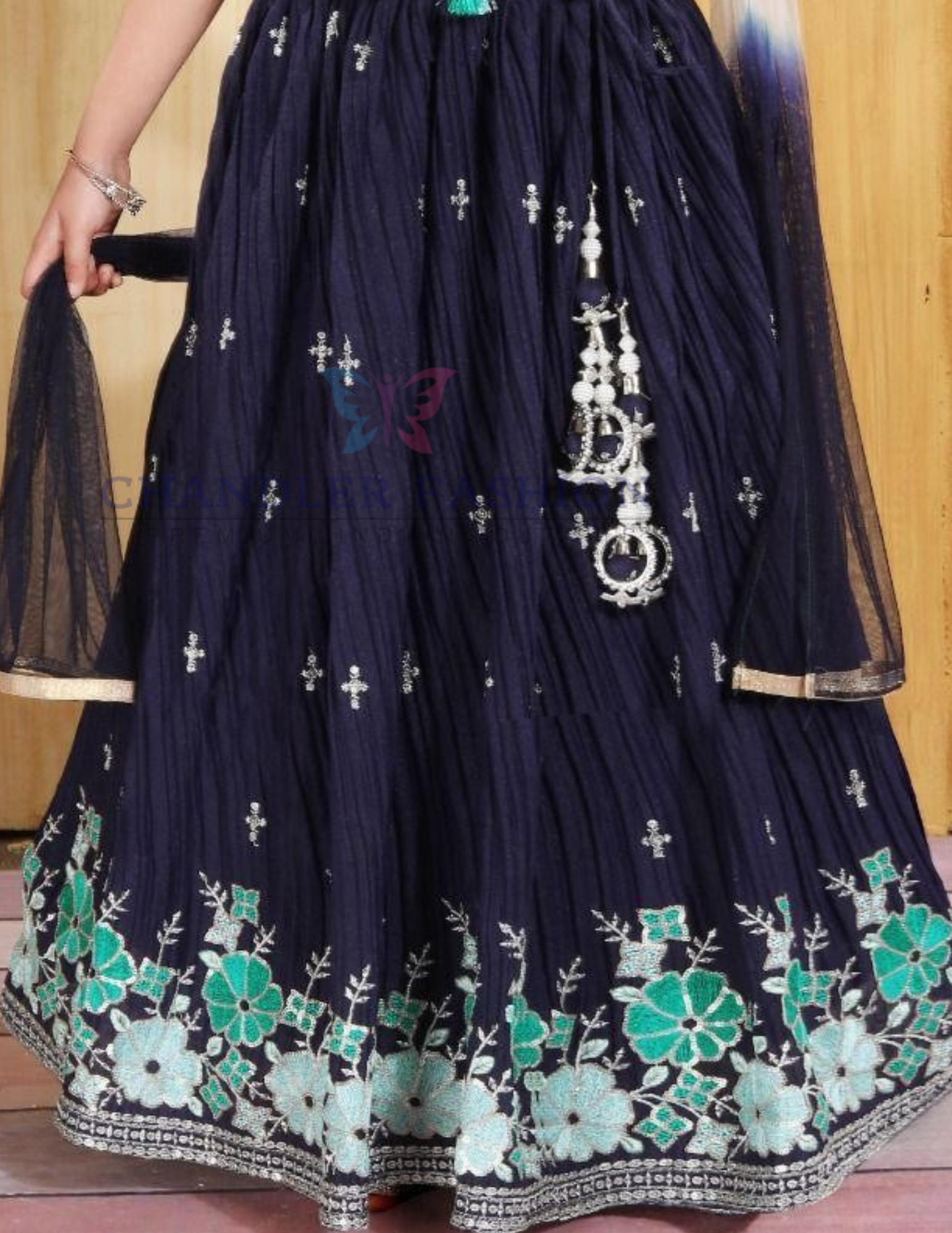 Dark Blue Color Embroidery And Sequins Work Choli Set With Dupatta In USA