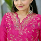 Attractive Rani Pink Color Chinon Fabric With Heavy Sequins And Embroidery Work In USA