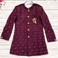 Attractive Wine Color Velvet Embroidery Work Kurta With Pajama Sets For Kids Near Me