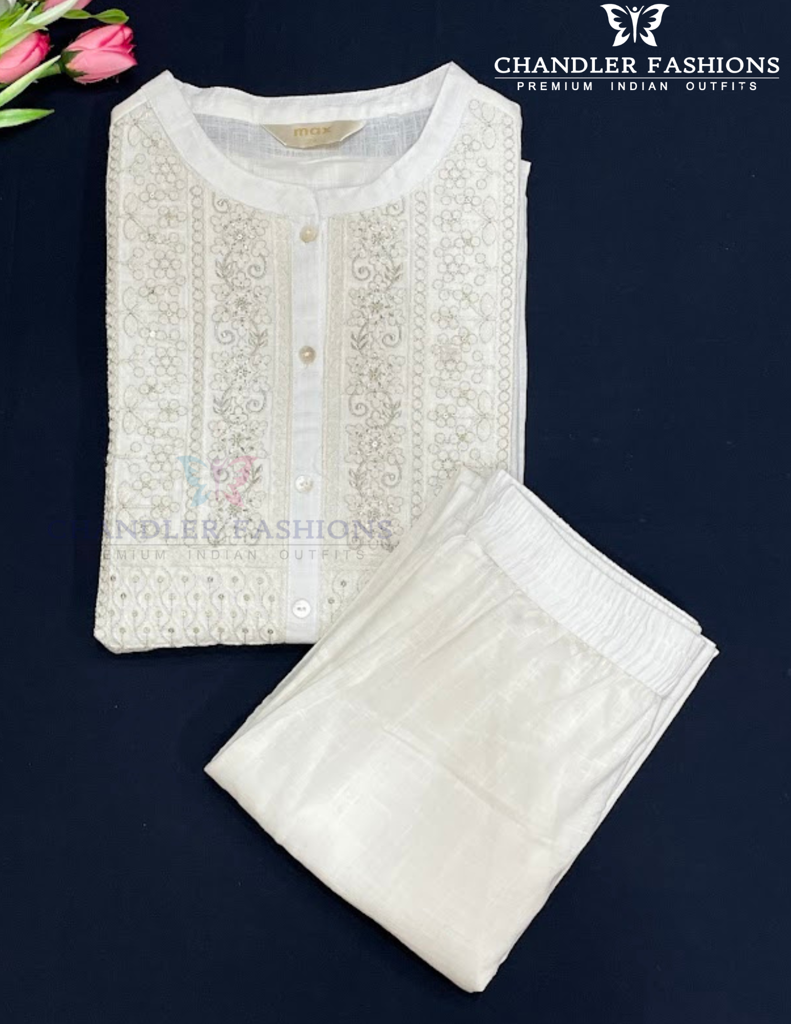 Beautiful Off White Color Cotton Kurti And Palozzo Suits In Mesa